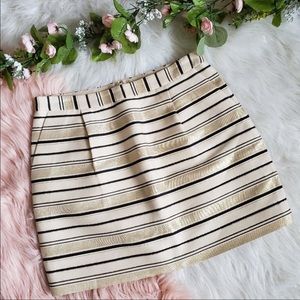 J. Crew Gold and Black Striped Mini Skirt